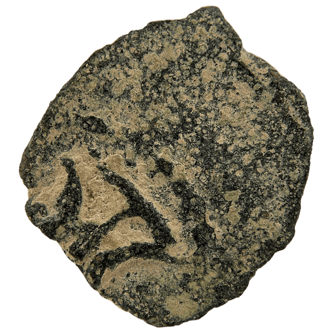 Obverse of bronze Herod the Great prutah, showing a royal diadem