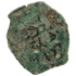 Reverse of bronze Herod the Great prutah, showing a three-legged Temple table
