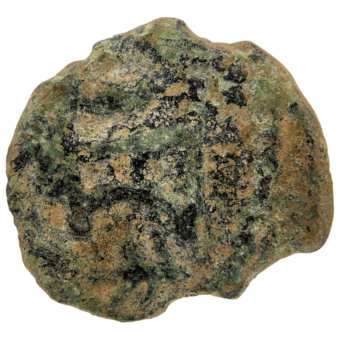 Obverse of bronze Herod the Great prutah, showing a royal diadem