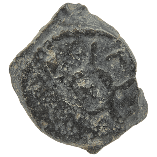 Reverse of bronze Herod the Great prutah, showing a three-legged Temple table