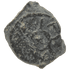 Reverse of bronze Herod the Great prutah, showing a three-legged Temple table