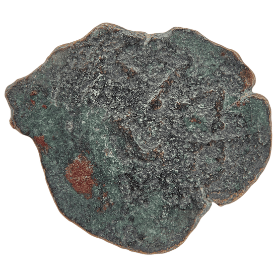 Reverse of bronze Herod the Great prutah, showing a three-legged Temple table
