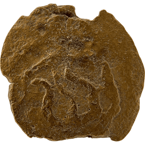 Reverse of bronze Herod the Great prutah, showing a three-legged Temple table
