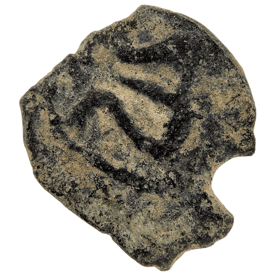 Reverse of bronze Herod the Great prutah, showing a three-legged Temple table