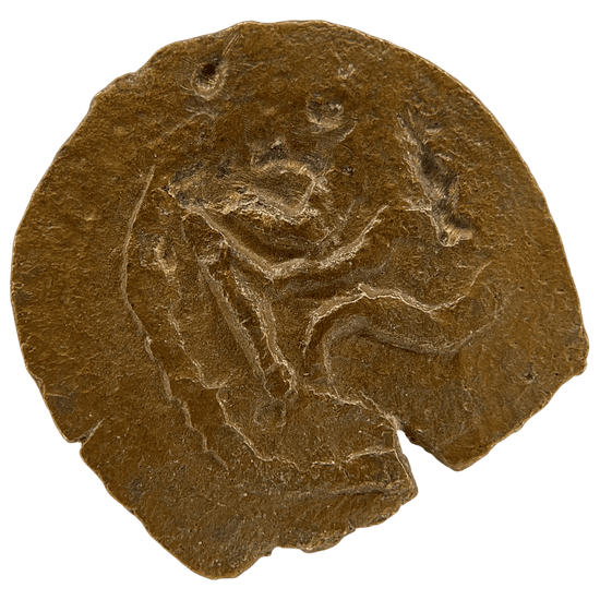 Reverse of bronze Herod the Great prutah, showing a three-legged Temple table