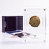 Bronze Widow's Mite prutah, anchor obverse, in a display case with gift box, certificate and a packet of crushed Jerusalem stone