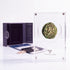 Bronze Widow's Mite prutah, anchor obverse, in a display case with gift box, certificate and a packet of crushed Jerusalem stone