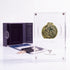 Bronze Widow's Mite prutah, anchor obverse, in a display case with gift box, certificate and a packet of crushed Jerusalem stone