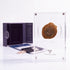 Bronze Widow's Mite prutah, anchor obverse, in a display case with gift box, certificate and a packet of crushed Jerusalem stone
