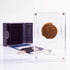 Bronze Widow's Mite prutah, anchor obverse, in a display case with gift box, certificate and a packet of crushed Jerusalem stone