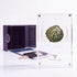 Bronze Widow's Mite prutah, anchor obverse, in a display case with gift box, certificate and a packet of crushed Jerusalem stone