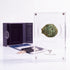 Bronze Widow's Mite prutah, anchor obverse, in a display case with gift box, certificate and a packet of crushed Jerusalem stone