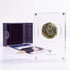 Bronze Widow's Mite prutah, anchor obverse, in a display case with gift box, certificate and a packet of crushed Jerusalem stone