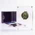 Bronze Widow's Mite prutah, anchor obverse, in a display case with gift box, certificate and a packet of crushed Jerusalem stone
