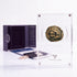 Bronze Widow's Mite prutah, anchor obverse, in a display case with gift box, certificate and a packet of crushed Jerusalem stone