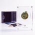 Bronze Widow's Mite prutah, anchor obverse, in a display case with gift box, certificate and a packet of crushed Jerusalem stone