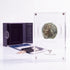 Bronze Masada prutah, amphora obverse, in a display case with gift box, certificate and a packet of crushed Jerusalem stone