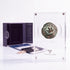 Bronze Masada prutah, amphora obverse, in a display case with gift box, certificate and a packet of crushed Jerusalem stone