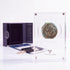 Bronze Masada prutah, amphora obverse, in a display case with gift box, certificate and a packet of crushed Jerusalem stone