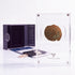 Bronze Masada prutah, amphora obverse, in a display case with gift box, certificate and a packet of crushed Jerusalem stone