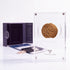 Bronze Masada prutah, amphora obverse, in a display case with gift box, certificate and a packet of crushed Jerusalem stone