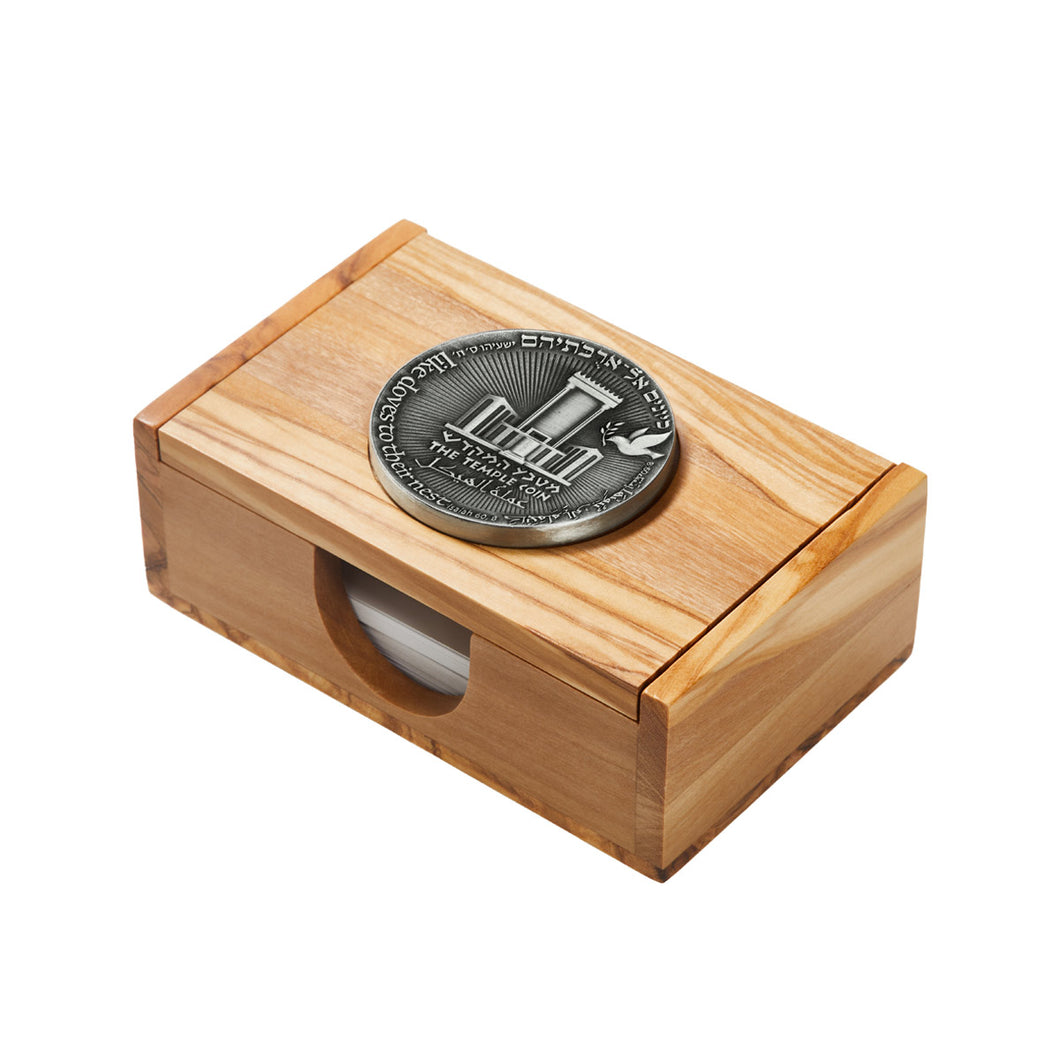 Olive Wood Business Card Holders with temple coin (6571812651158)